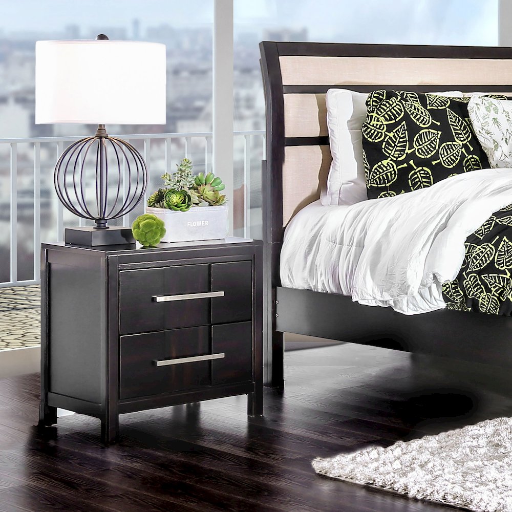 Vela Solid Wood 2-Drawer Nightstand in Brown. Picture 4