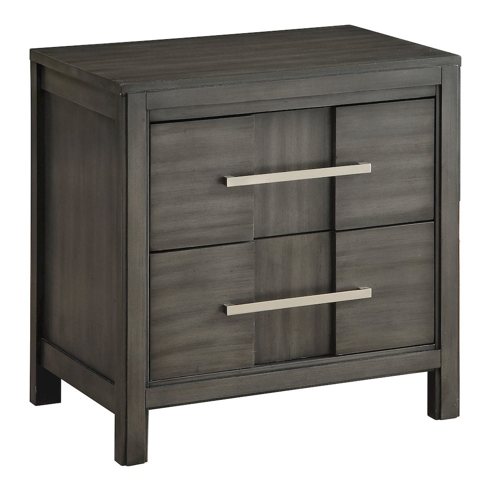Vela Solid Wood 2-Drawer Nightstand in Grey. Picture 1