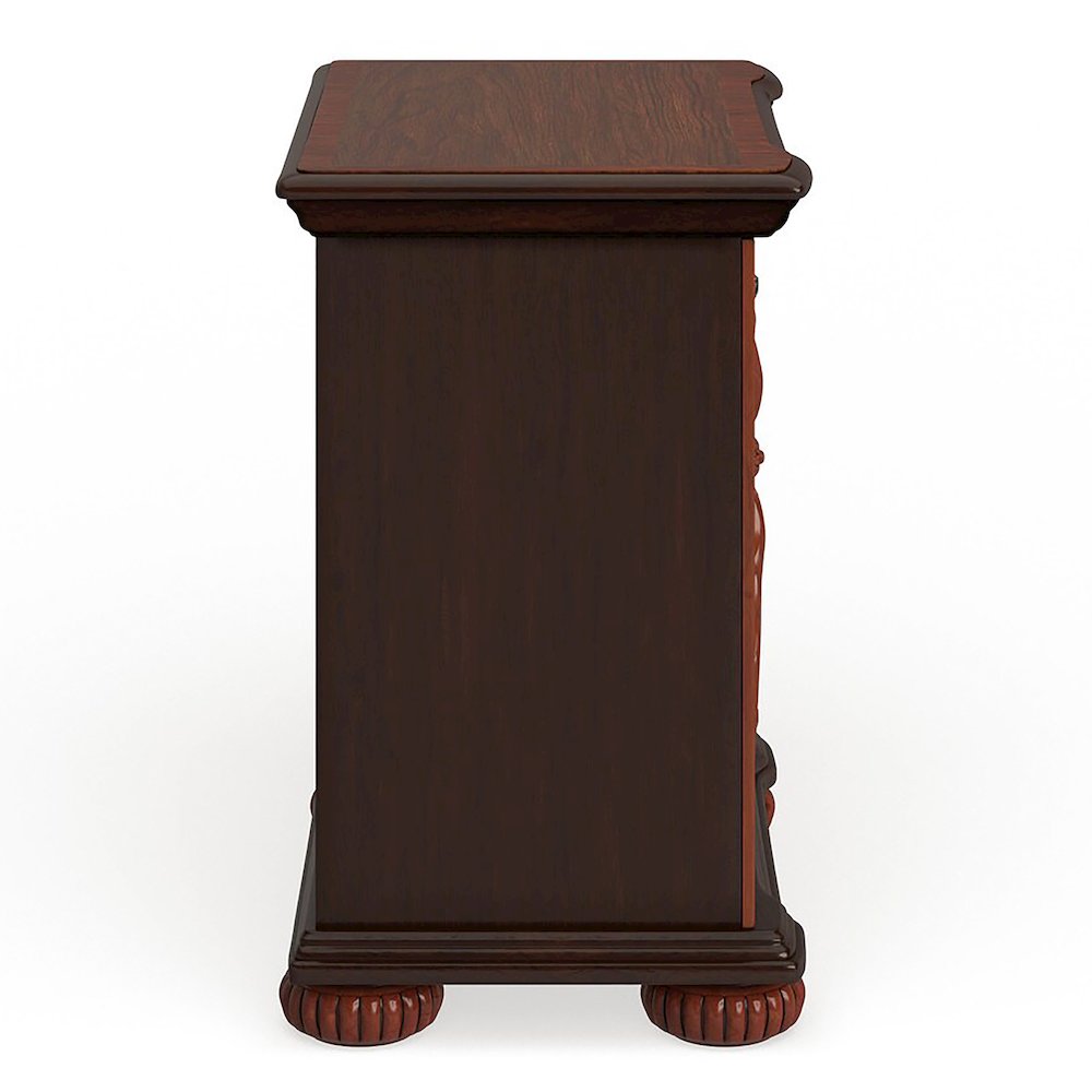 Eleo Traditional Wood 3-Drawer Nightstand in Brown Cherry. Picture 3