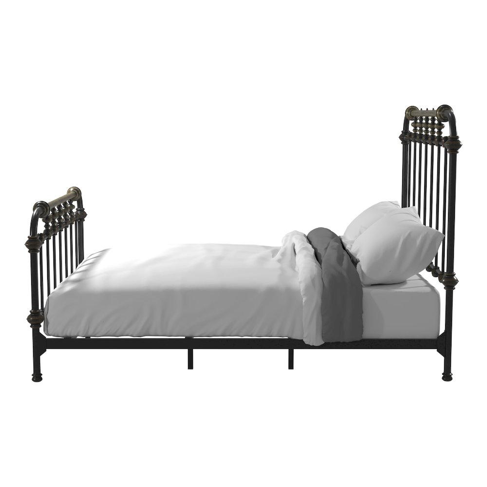 Cecil Transitional Metal Queen Spindle Bed in Antique Black. Picture 3