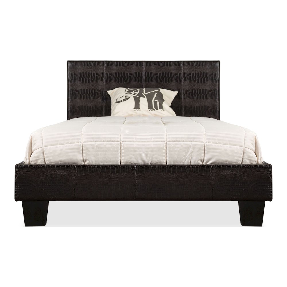 Nicole Wood Frame Faux Leather Platform Bed in Black. Picture 2