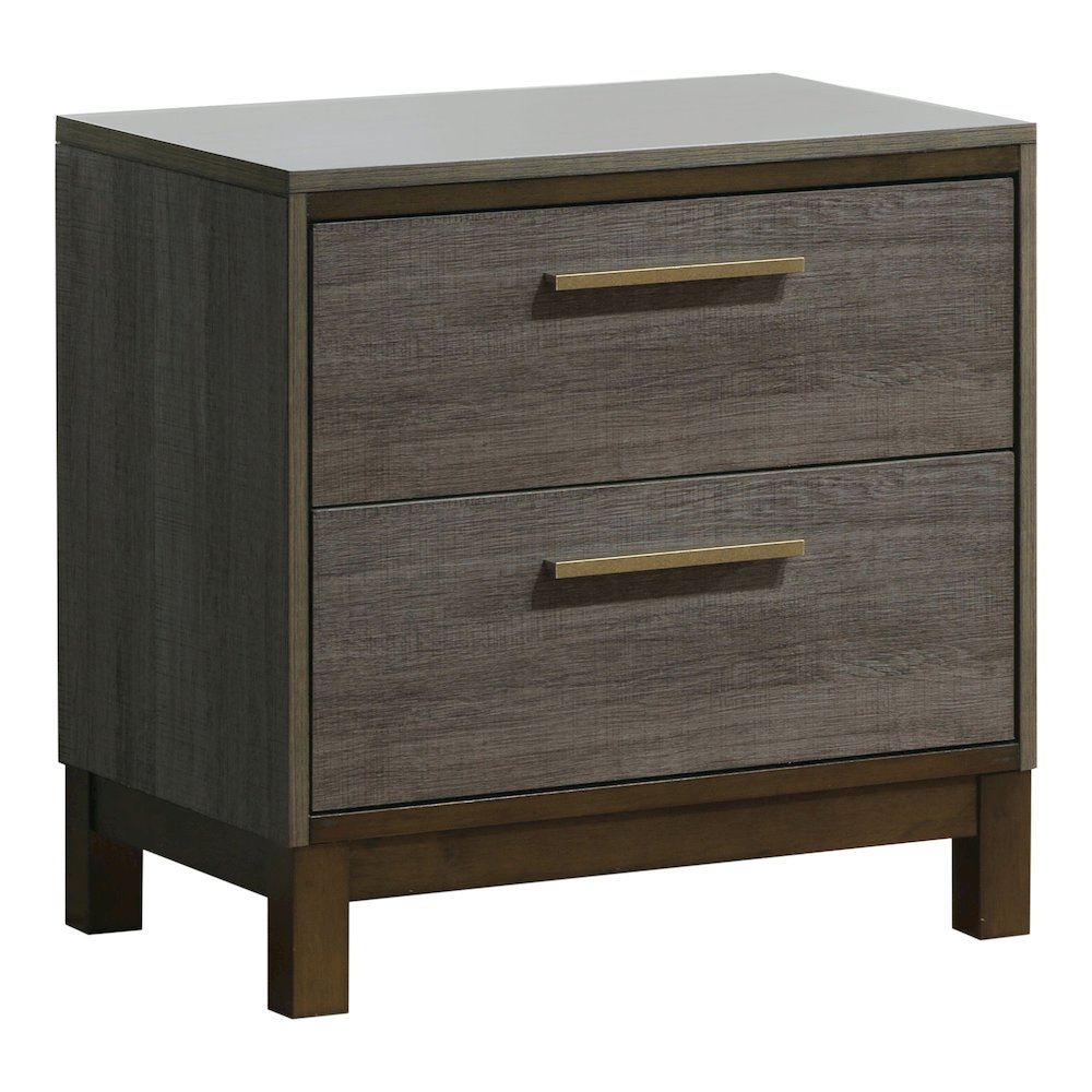 Charlsie Solid Wood 2-Drawer Nightstand in Antique Gray. Picture 1