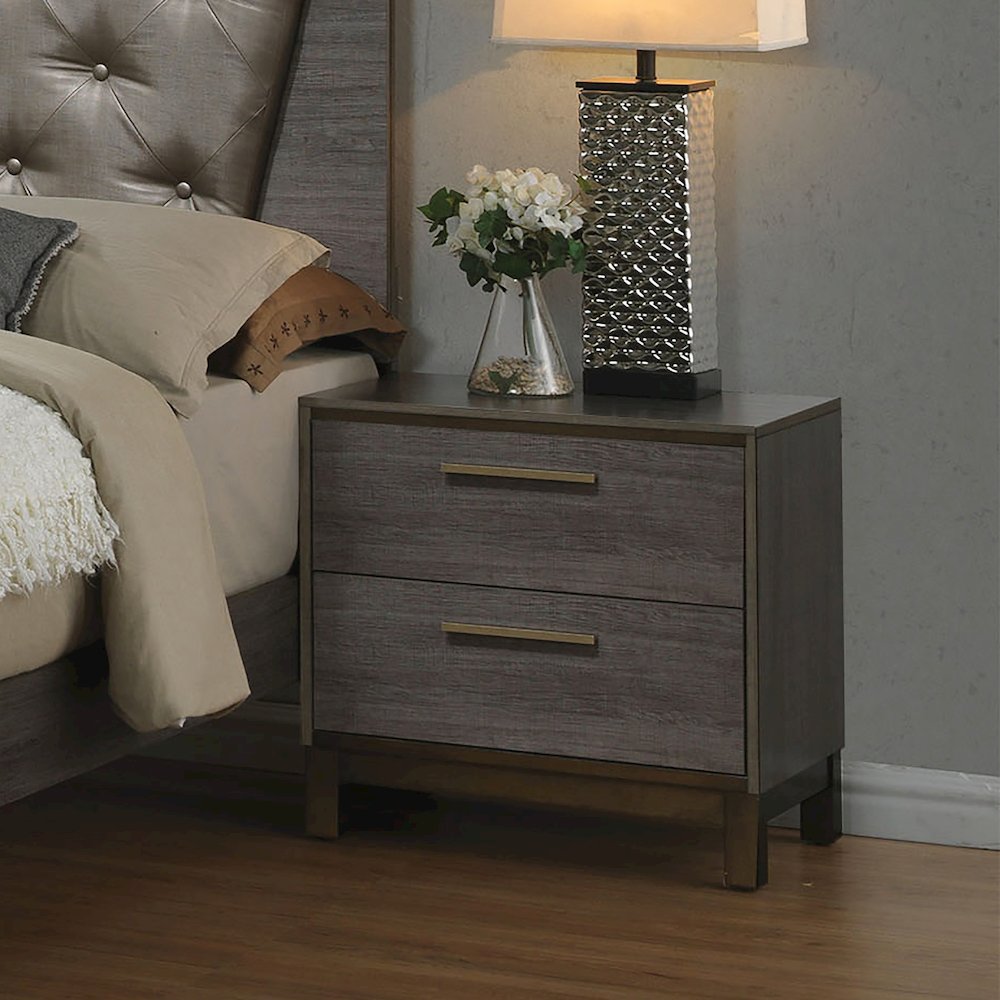 Charlsie Solid Wood 2-Drawer Nightstand in Antique Gray. Picture 2