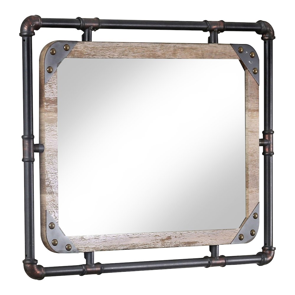 Gee Industrial Metal Wall Mirror in Antique Black. Picture 1