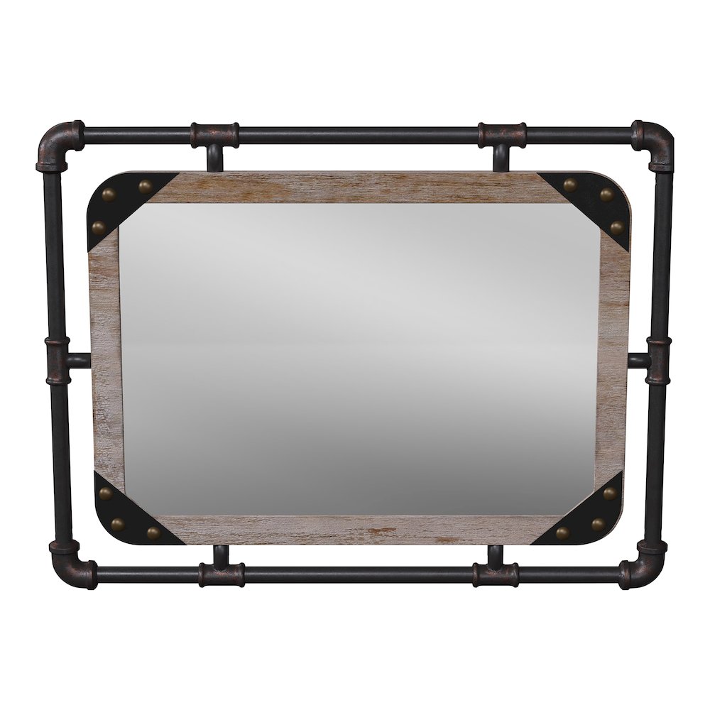 Gee Industrial Metal Wall Mirror in Antique Black. Picture 2