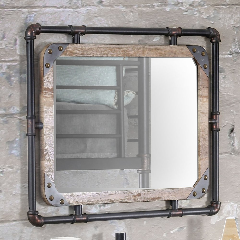 Gee Industrial Metal Wall Mirror in Antique Black. Picture 5