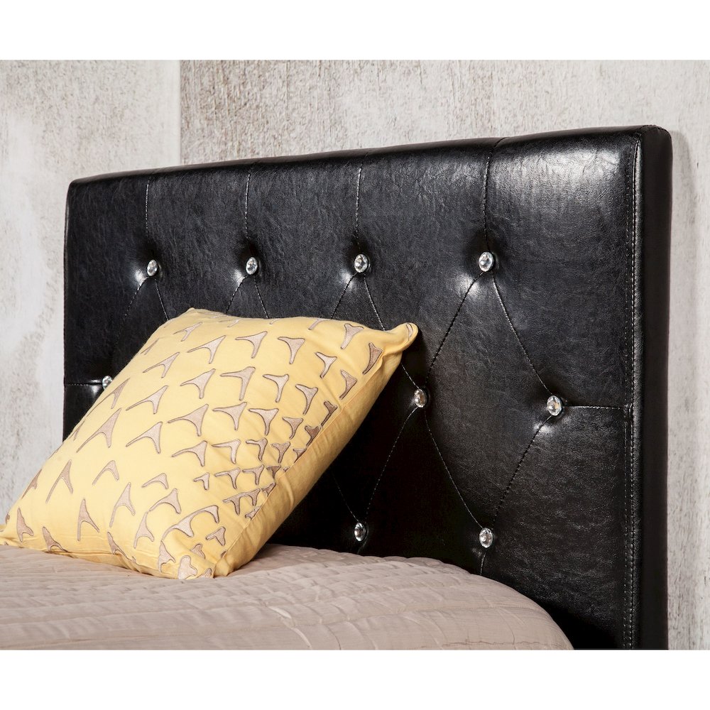 Kylen Faux Leather Headboard in Black. Picture 3
