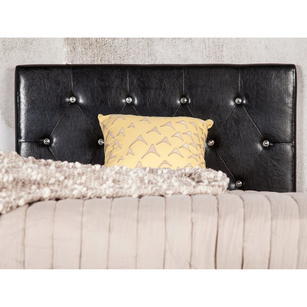 Kylen Faux Leather Headboard in Black. Picture 3