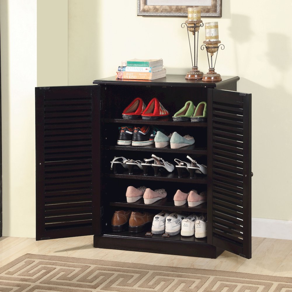 Medley Transitional Wood 5-Shelf Shoe Cabinet in Espresso. Picture 2
