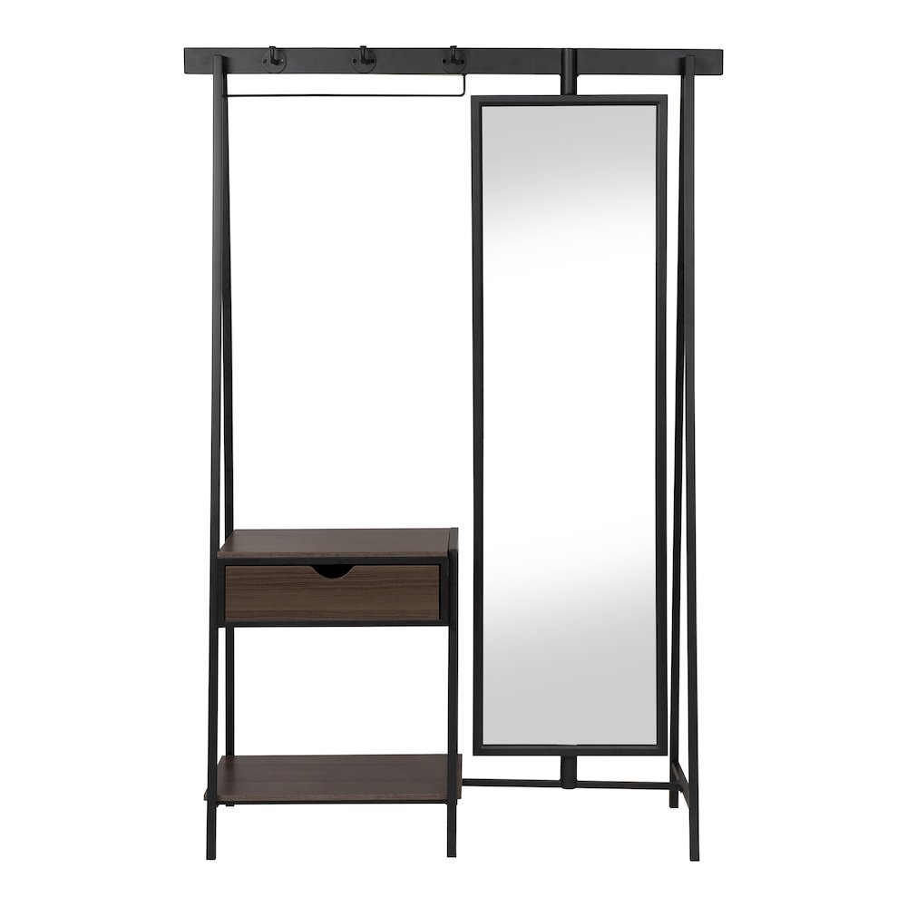 Loeff Metal Coat Stand with Mirror in Matte Black. Picture 2