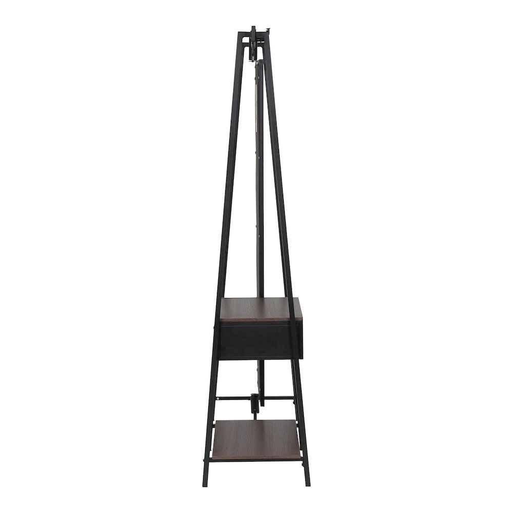 Loeff Metal Coat Stand with Mirror in Matte Black. Picture 3