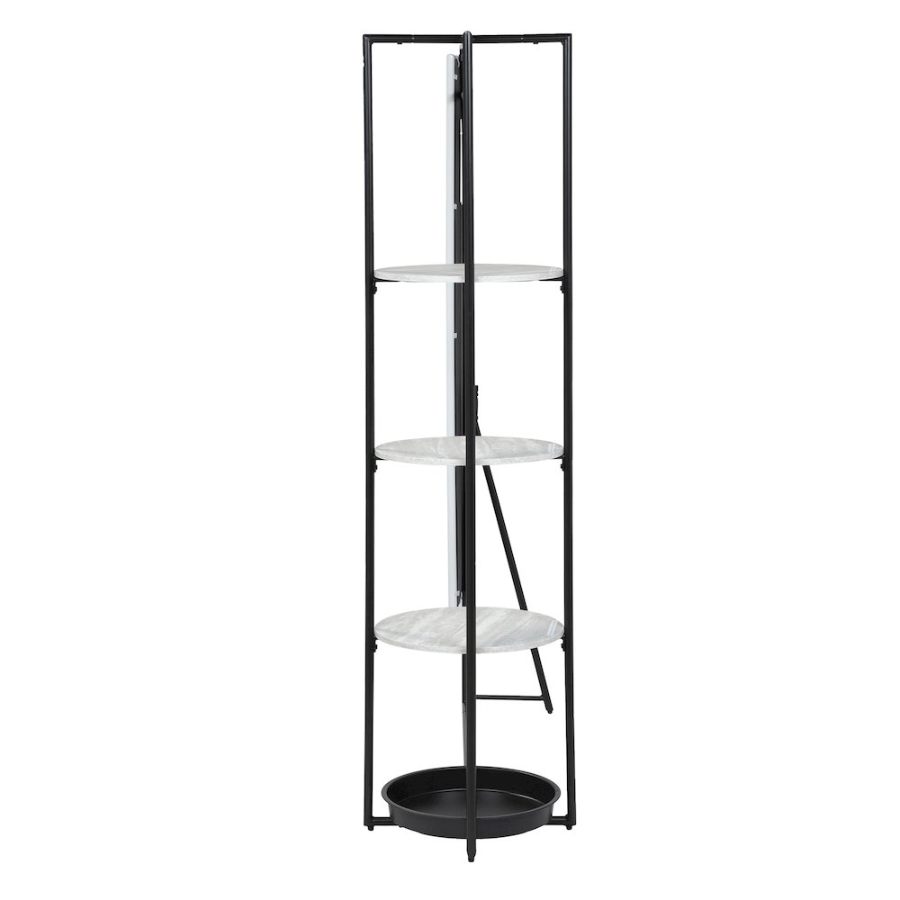 Jovie Industrial Metal Coat Stand with Mirror in White. Picture 2