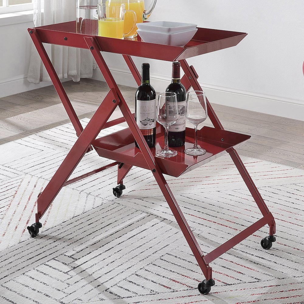 Prescotty Contemporary Metal Foldable Serving Cart. Picture 3