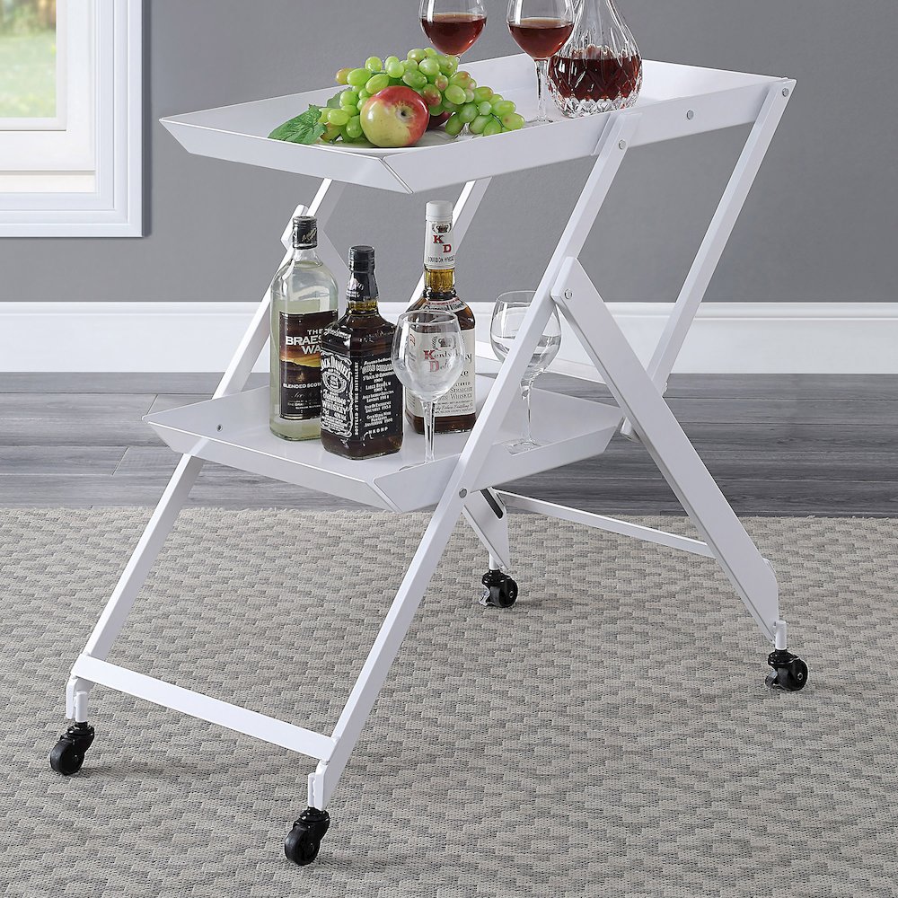 Prescotty Contemporary Metal Foldable Serving Cart. Picture 3