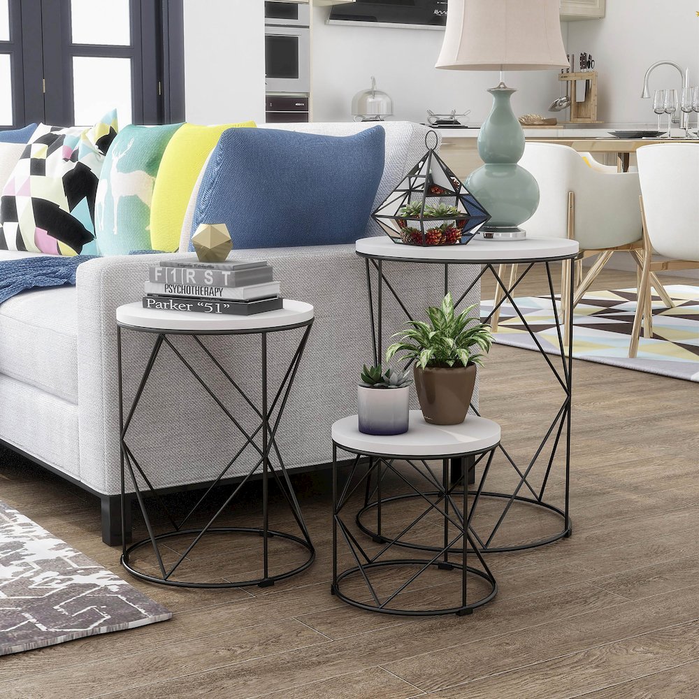 Nikova Contemporary Wood 3-Piece Nesting Tables. Picture 3