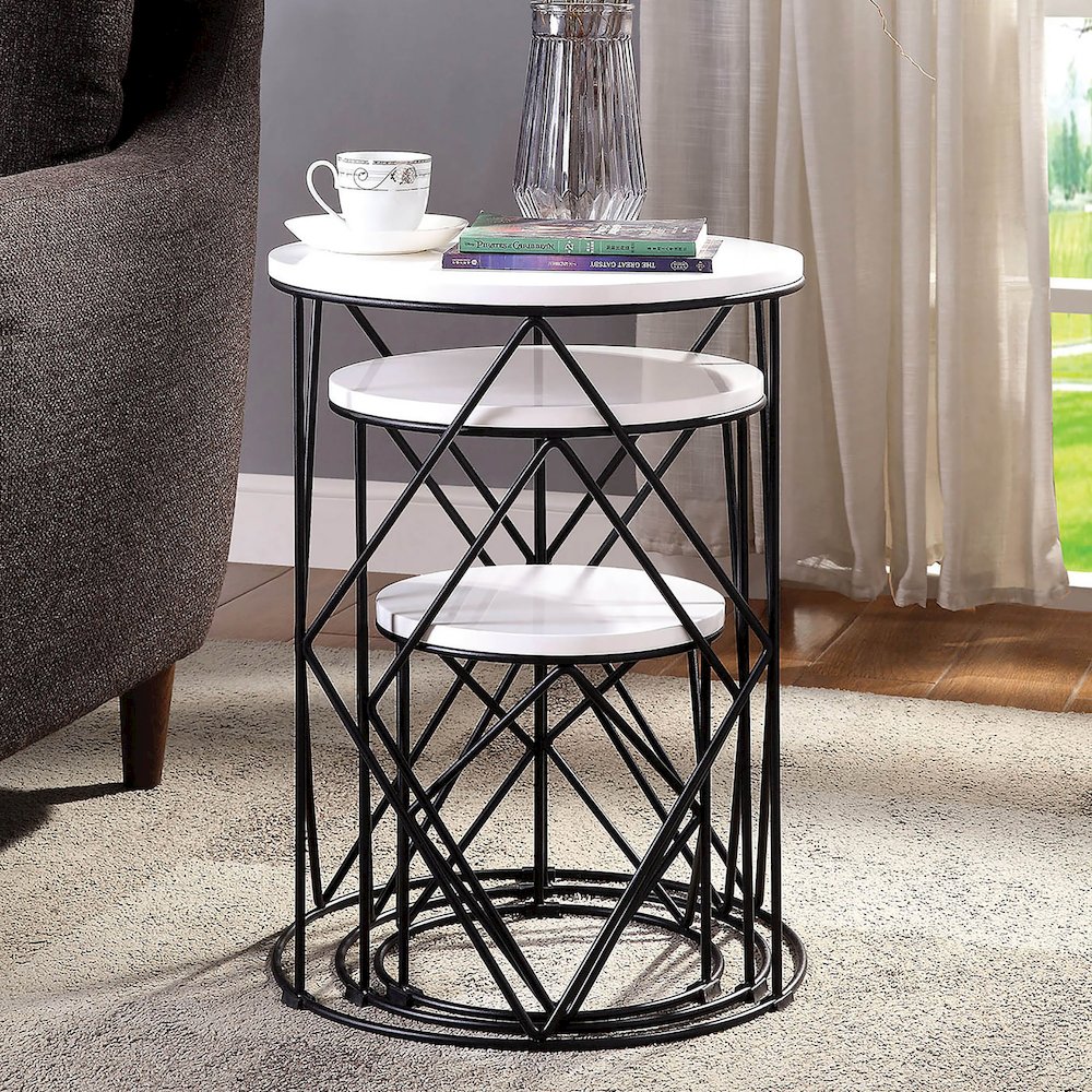Nikova Contemporary Wood 3-Piece Nesting Tables. Picture 4