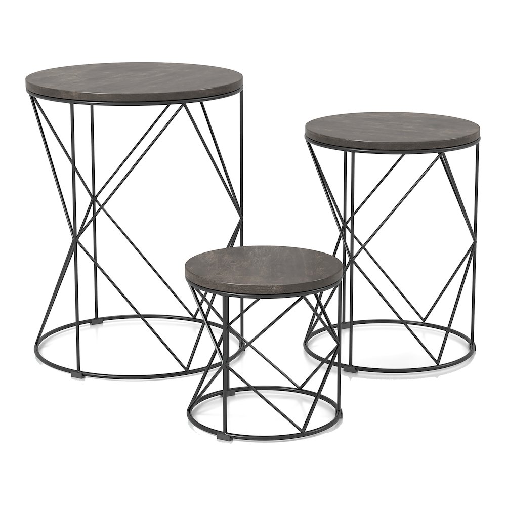 Nikova Contemporary Wood 3-Piece Nesting Tables. Picture 1