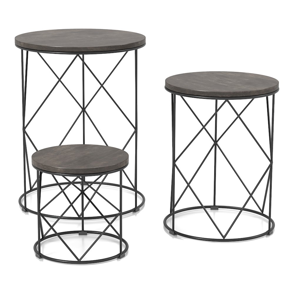 Nikova Contemporary Wood 3-Piece Nesting Tables. Picture 2