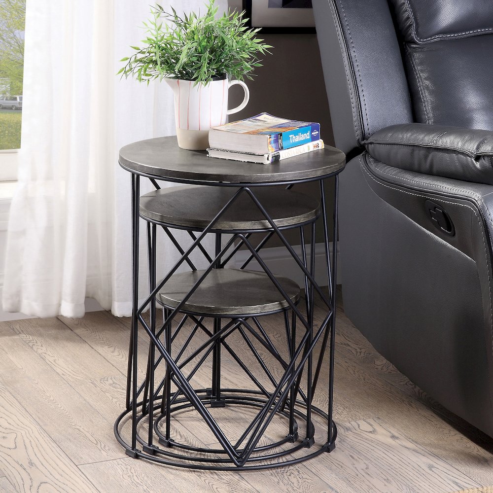 Nikova Contemporary Wood 3-Piece Nesting Tables. Picture 5