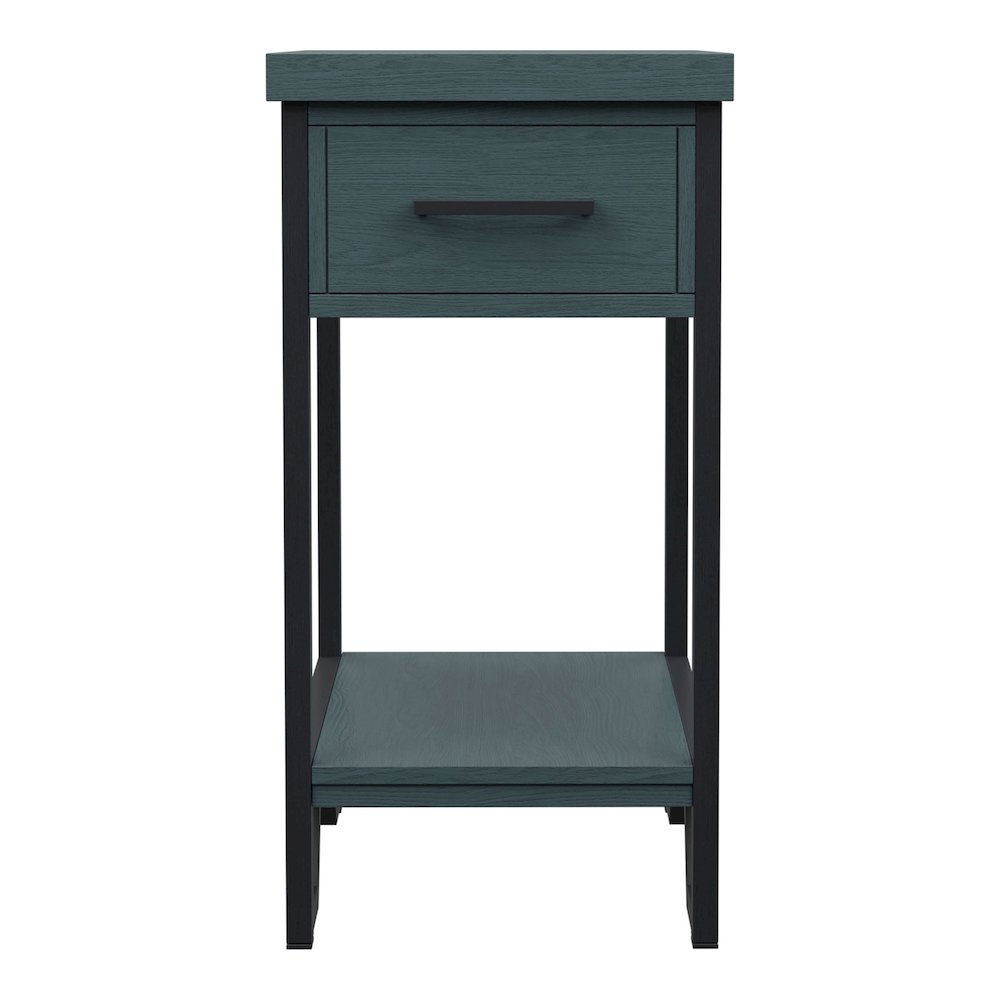 Sims Transitional Wood 1-Shelf Side Table in Antique Green. Picture 1