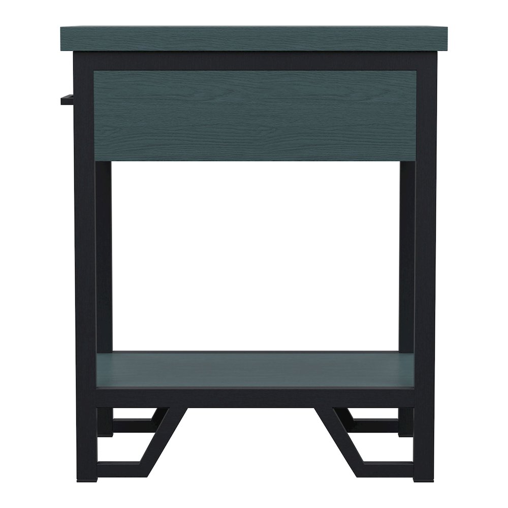 Sims Transitional Wood 1-Shelf Side Table in Antique Green. Picture 2