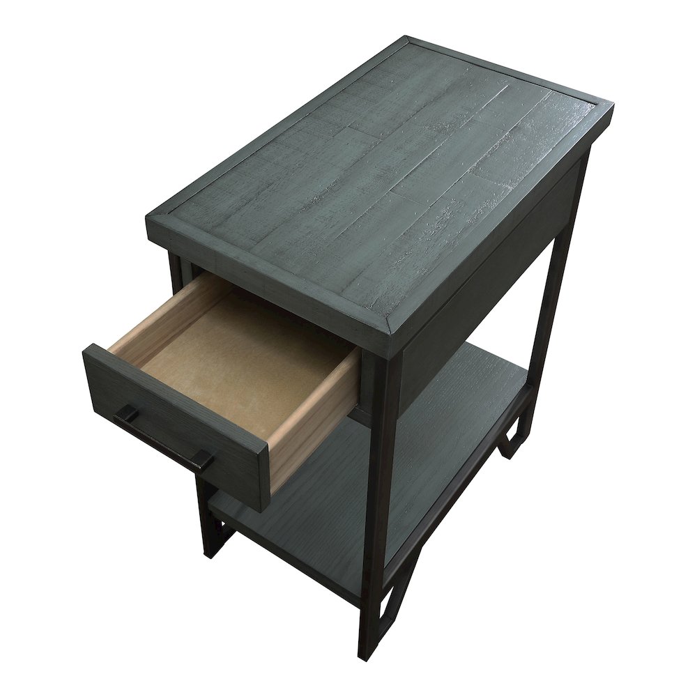 Sims Transitional Wood 1-Shelf Side Table in Antique Green. Picture 3