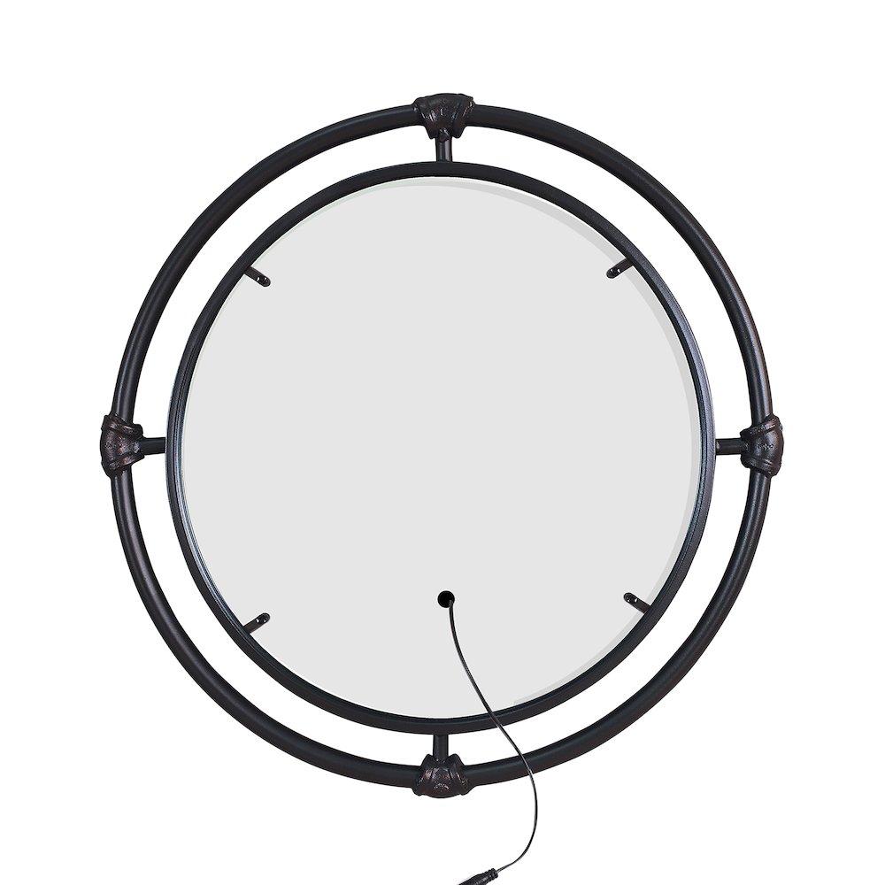 Mizen Metal Round Wall Mirror in Black and Copper. Picture 2