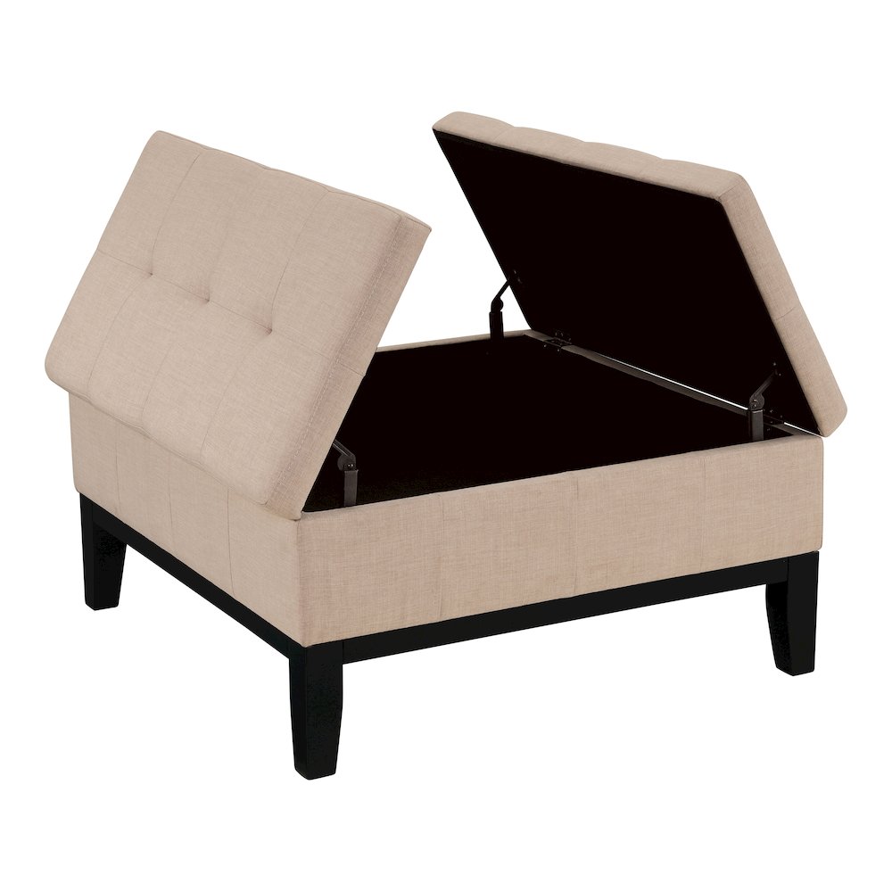 Fernee Transitional Fabric Storage Ottoman in Beige. Picture 2