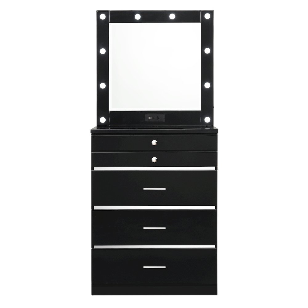 Lita Contemporary Wood Vanity Chest with Mirror. Picture 1