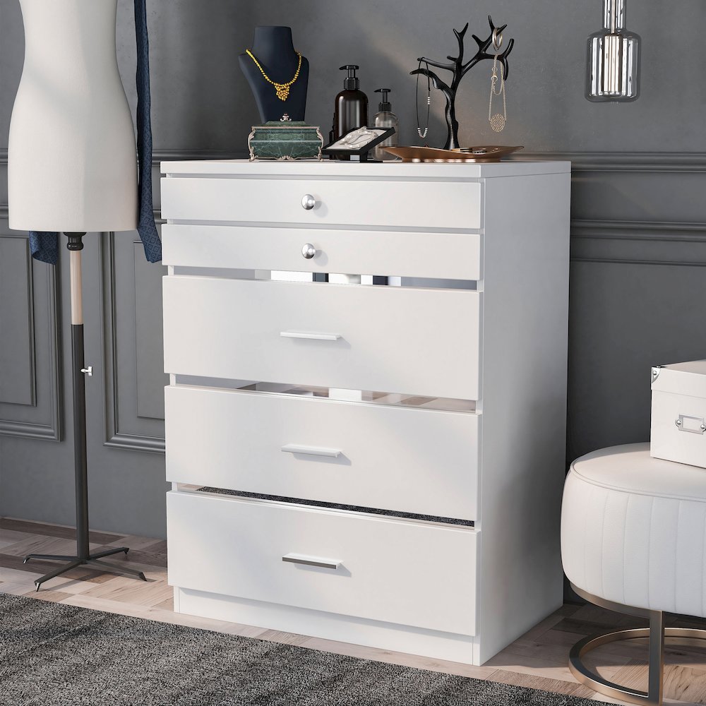 Lita Contemporary Wood 5-Drawer Vanity Chest. Picture 4