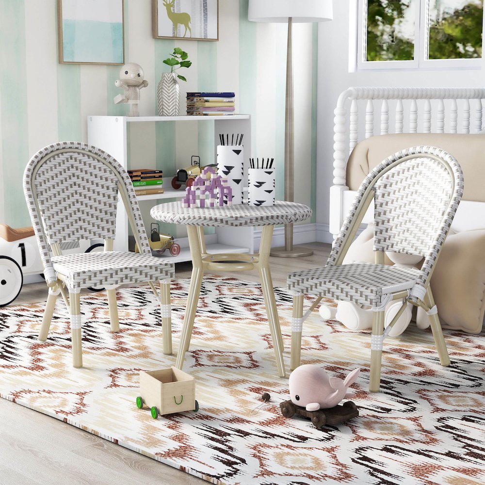 Dakie Aluminum 3-Piece Patio Kids Chair and Table Set. Picture 4