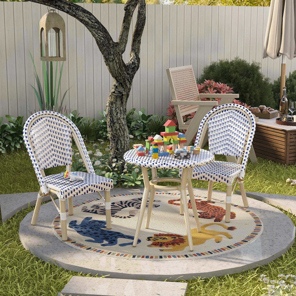 Dakie Aluminum 3-Piece Patio Kids Chair and Table Set. Picture 4
