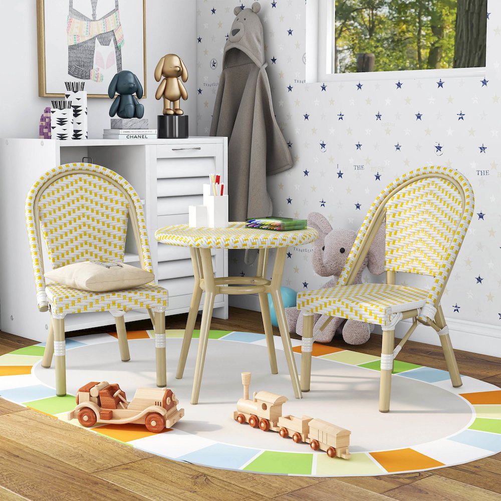 Dakie Aluminum 3-Piece Patio Kids Chair and Table Set. Picture 4