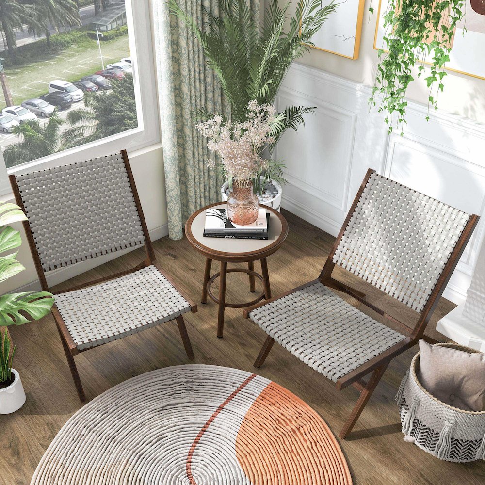 Haft Aluminum Indoor and Outdoor 3pc Table and Chair Set. Picture 5