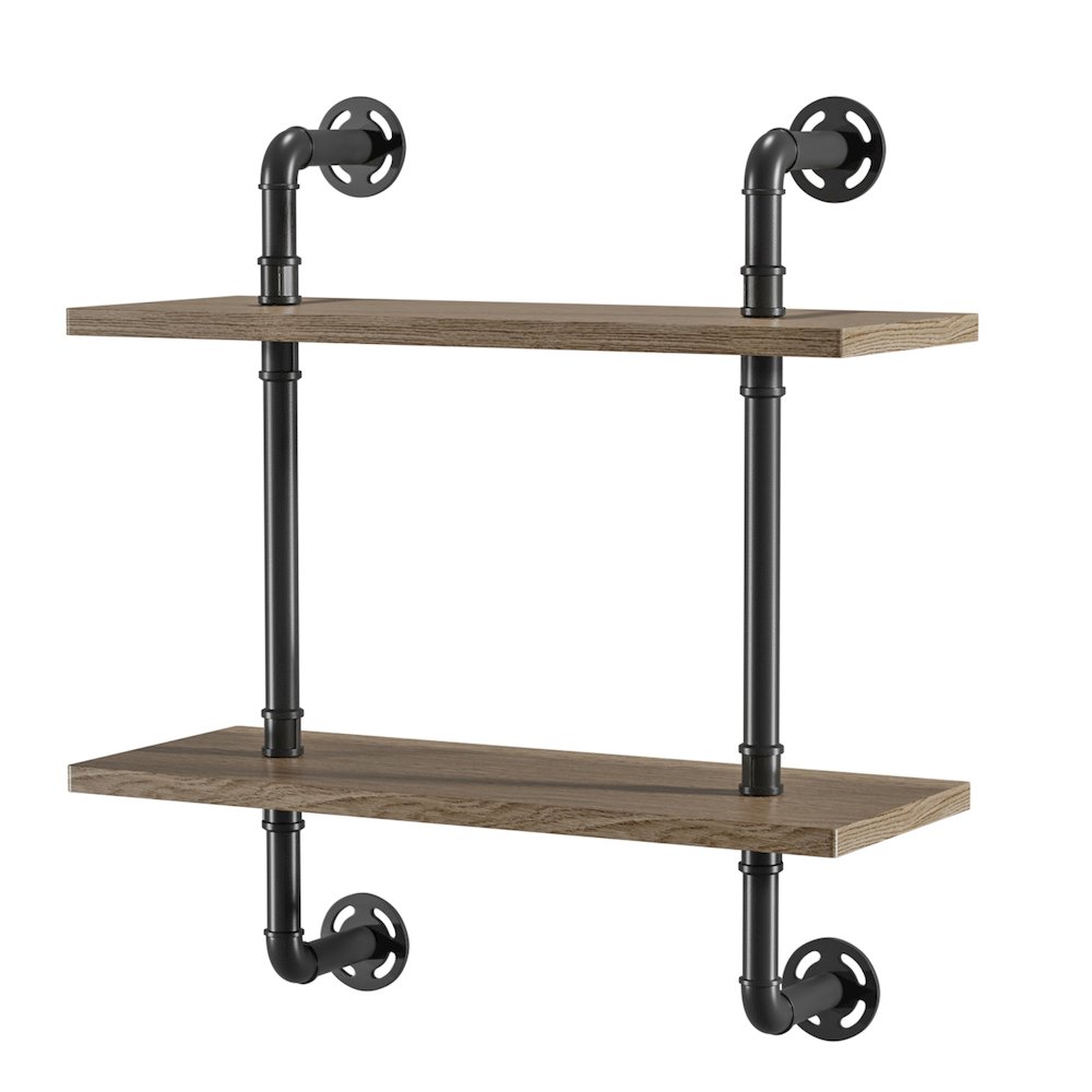 Hollis Industrial Wood Wall Display Shelf in Natural. Picture 1