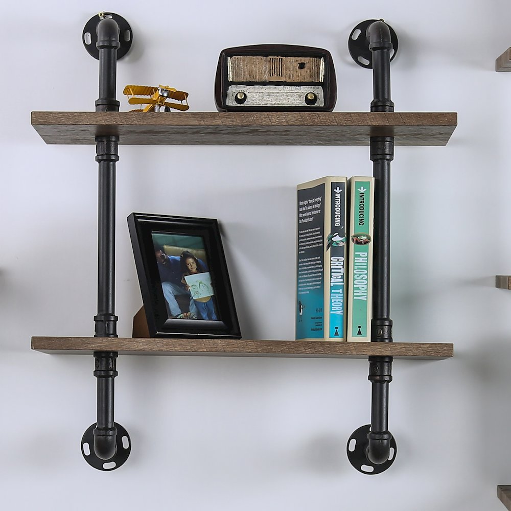 Hollis Industrial Wood Wall Display Shelf in Natural. Picture 3