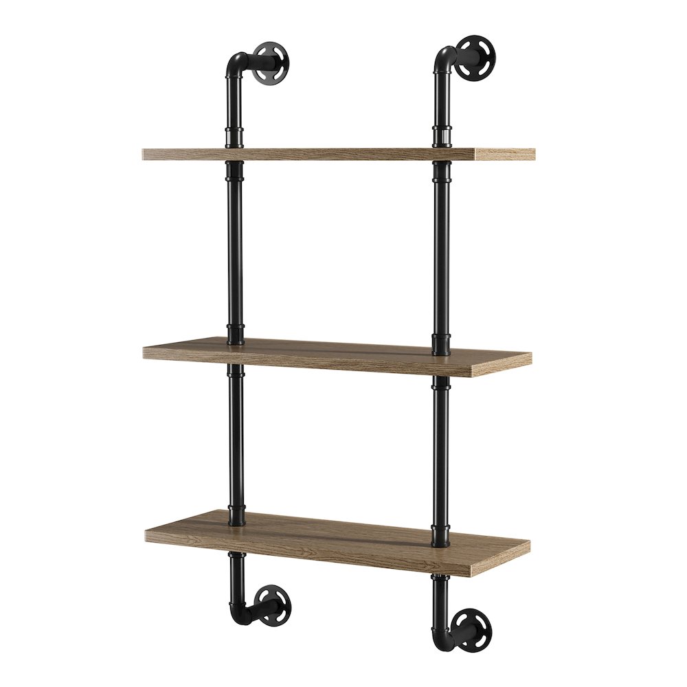 Hollis Industrial Wood Wall Display Shelf in Natural. Picture 1