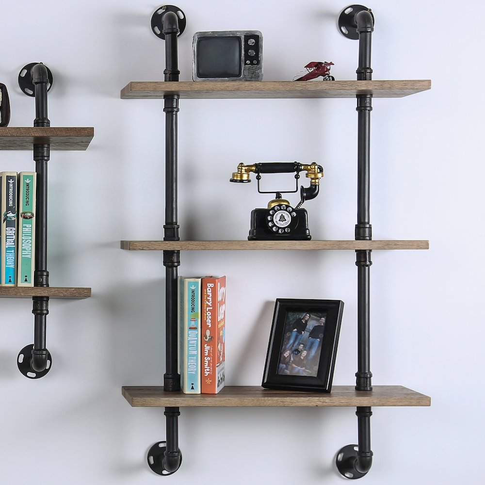 Hollis Industrial Wood Wall Display Shelf in Natural. Picture 3
