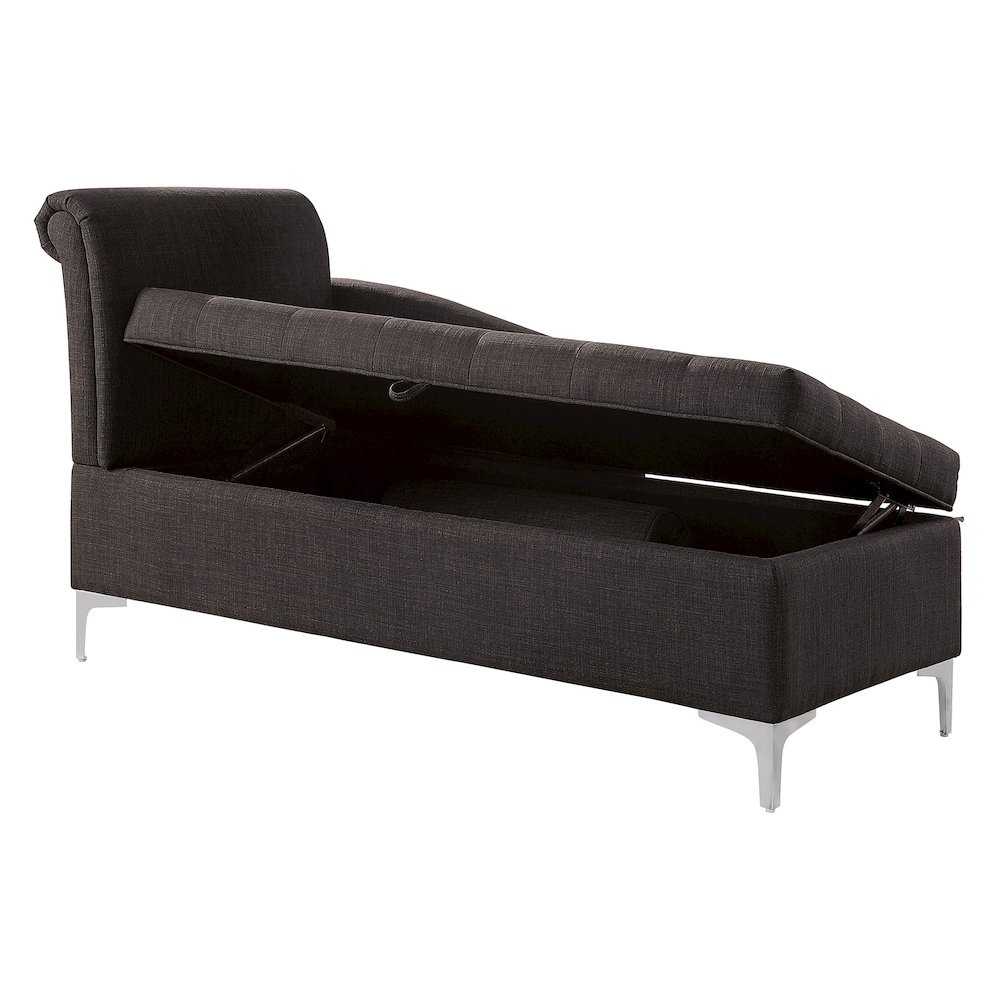 Horsh Contemporary Fabric Storage Chaise in Gray. Picture 2