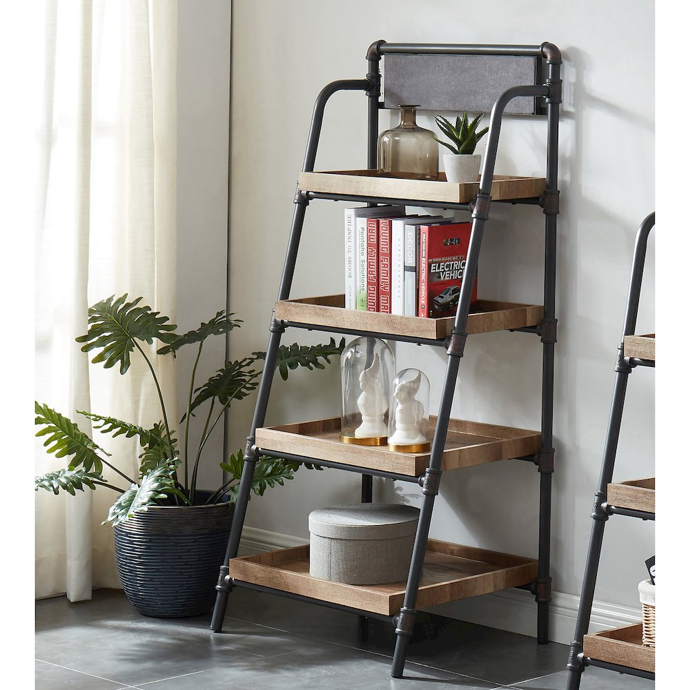 Kernel Industrial Metal Bookcase in Sand Black and Brown. Picture 4