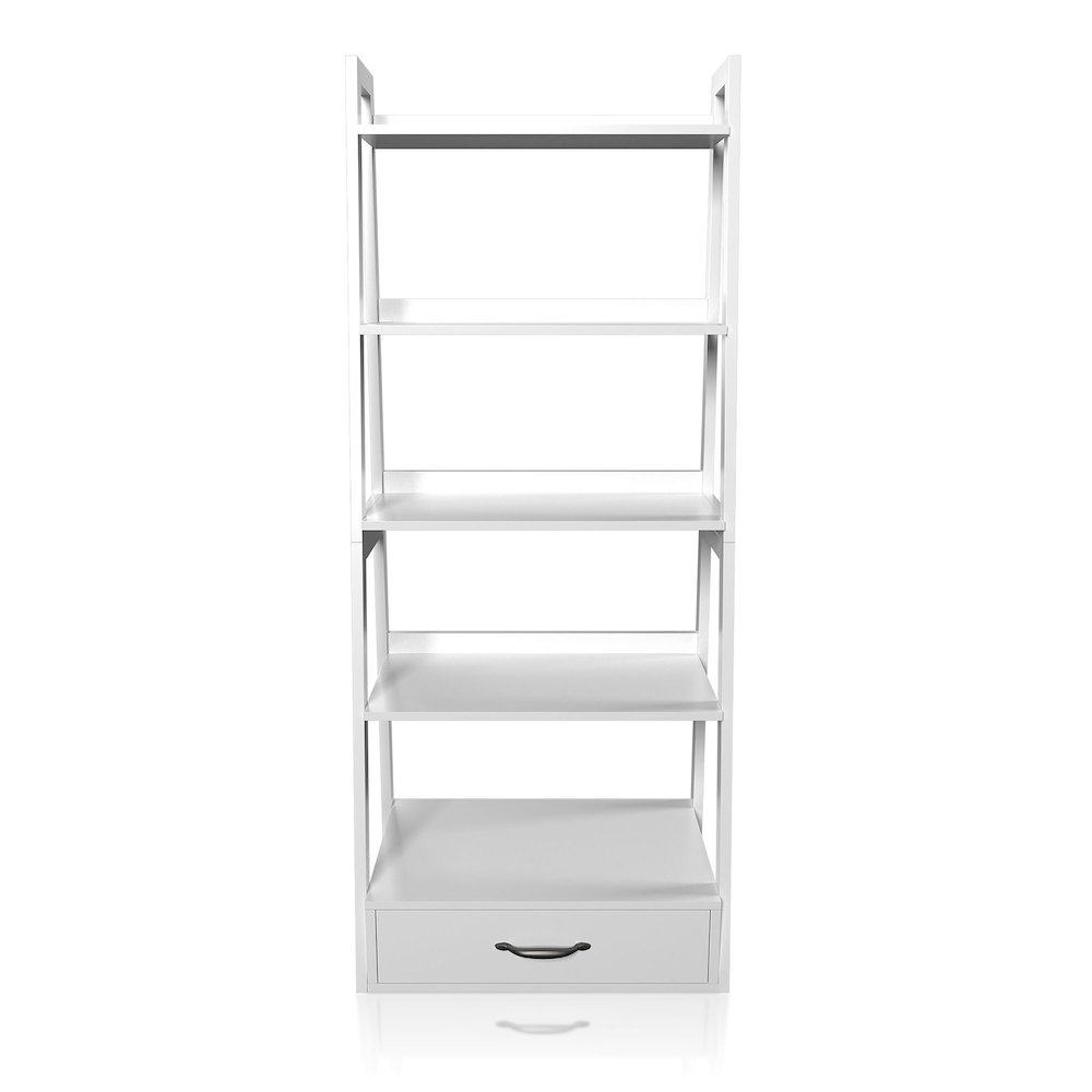 Ploomer Transitional Wood 1-Drawer Bookcase in White. Picture 2