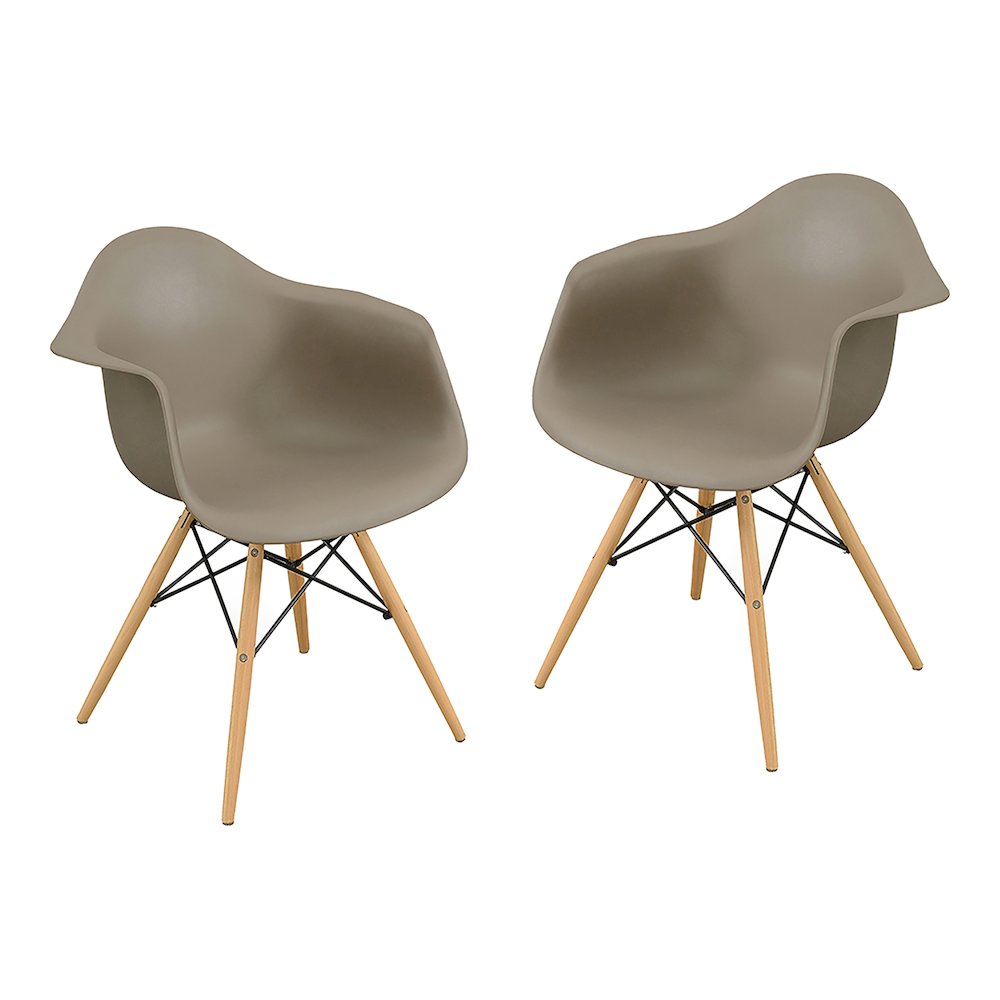 Ashton Plastic Dining Arm Chair in Light Brown (Set of 2). Picture 1