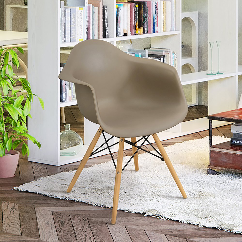 Ashton Plastic Dining Arm Chair in Light Brown (Set of 2). Picture 2