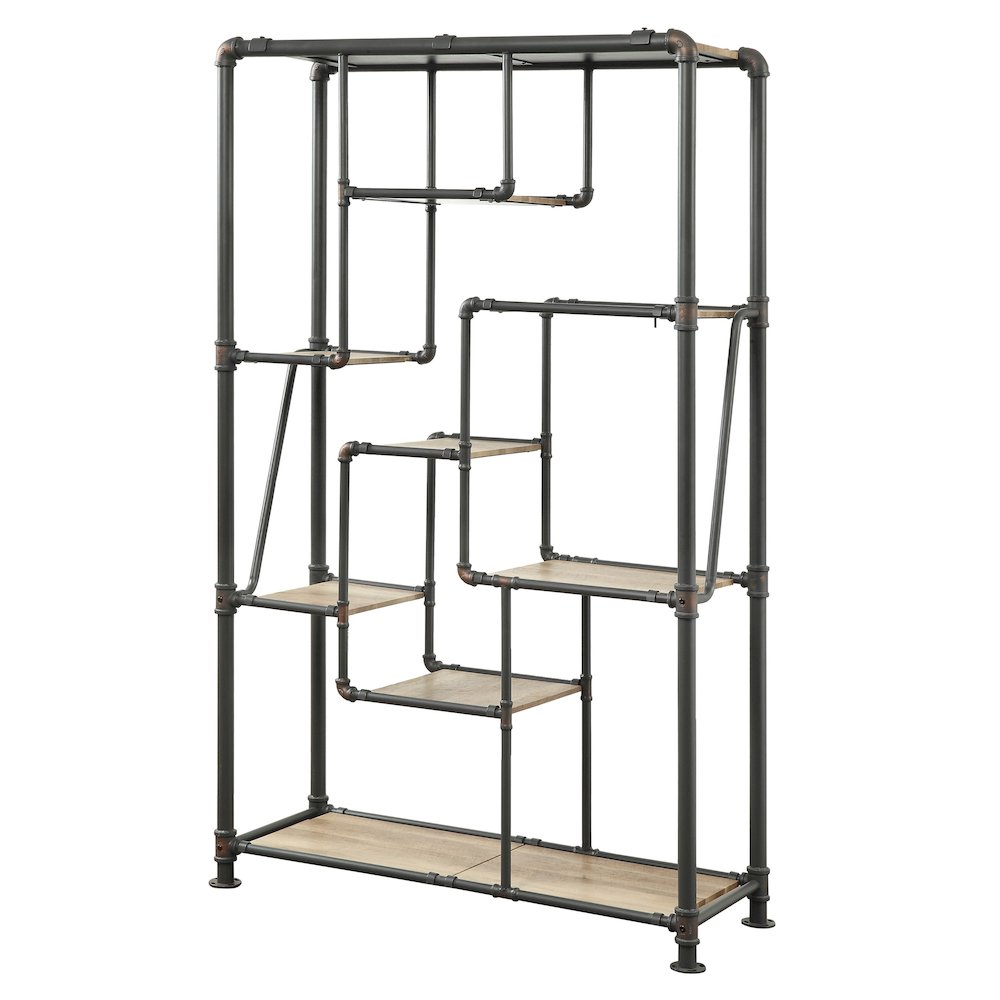 Alvin Industrial Metal 8-Shelf Bookcase in Sand Black. Picture 1