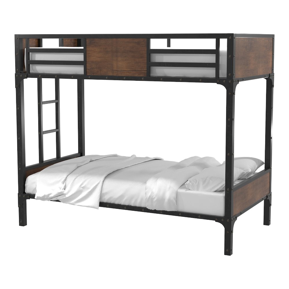 Baron Metal Twin over Twin Bunk Bed in Black. Picture 1