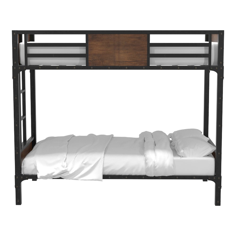 Baron Metal Twin over Twin Bunk Bed in Black. Picture 2