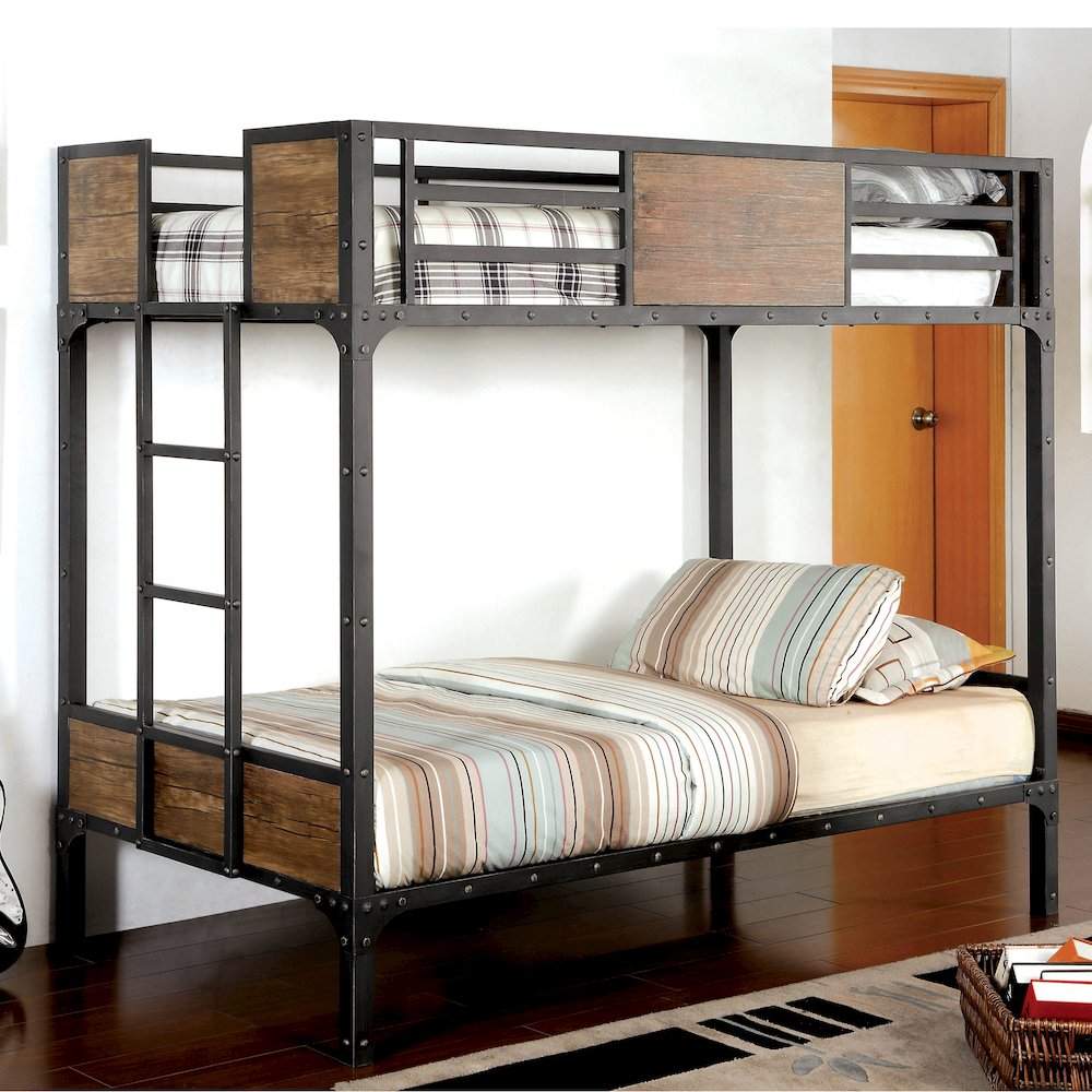 Baron Metal Twin over Twin Bunk Bed in Black. Picture 4