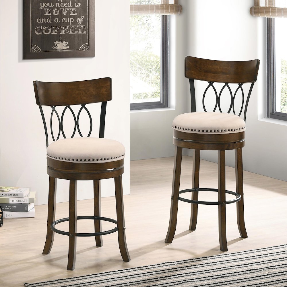 Beka Wood 29-inch Swivel Bar Stool (Set of 2). Picture 3
