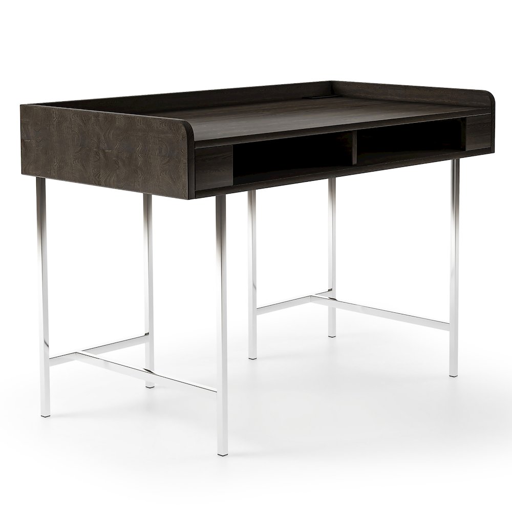 Mod Metal 47-inch Computer Office Writing Desk with USB, Brown. Picture 4