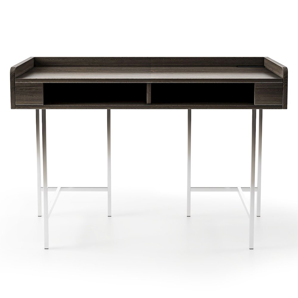 Mod Metal 47-inch Computer Office Writing Desk with USB, Brown. Picture 1